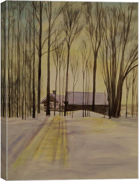 Snowy Sunset In Borlänge Canvas Print by Martin Howard