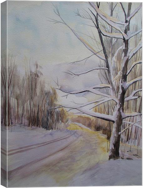 Last Winter Sunset Snow Scene Canvas Print by Martin Howard