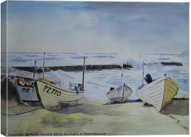 Sennen Cove Fishing Boats Canvas Print by Martin Howard