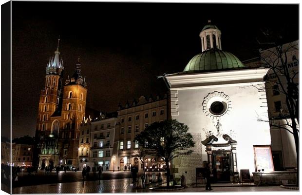 Rynek Glowny at Night Canvas Print by Richard Cruttwell