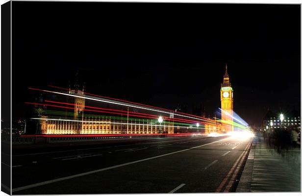 Westminster Bridge at Night Canvas Print by Richard Cruttwell
