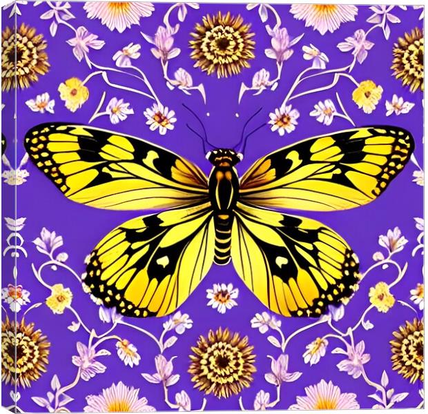 Yellow Butterfly on Purple Canvas Print by Scott Anderson