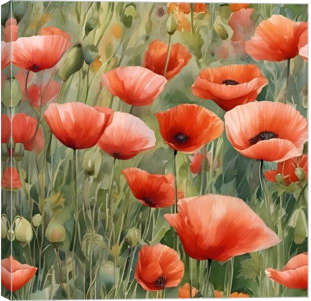 Poppies in a field Canvas Print by Scott Anderson