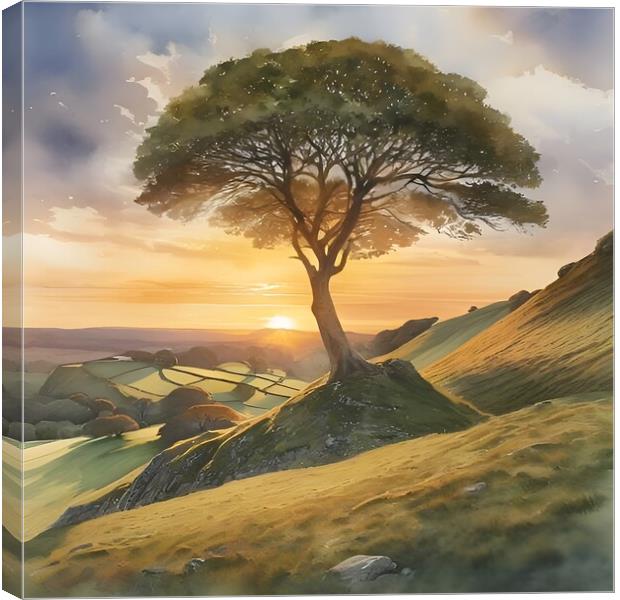 Sycamore Tree in Watercolour Canvas Print by Scott Anderson