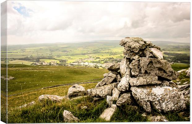 Limestone Cairn, Overlooking Settle Canvas Print by Thomas Milner