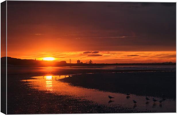 Saltburn by the Sea Sunset Canvas Print by Dan Ward