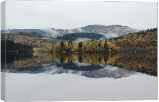 Loch Ard autumn reflections Canvas Print by Dan Ward