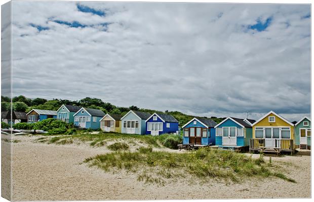 Beach huts on Mudeford Spit Canvas Print by Dan Ward