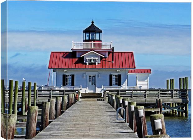 The Roanoke Marshes lighthouse Canvas Print by Tom and Dawn Gari