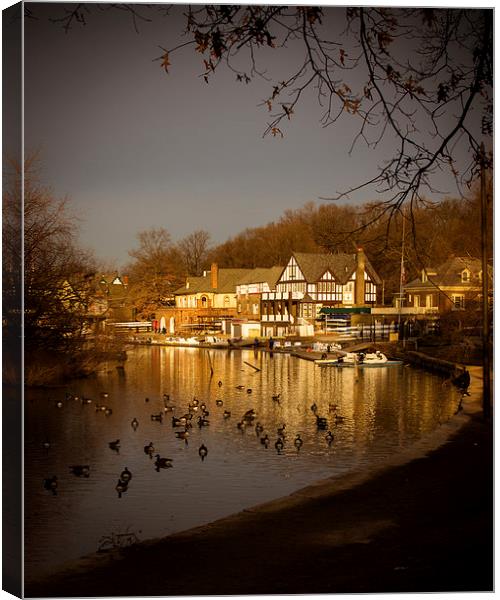  Golden Light at Boathouse Row Canvas Print by Tom and Dawn Gari
