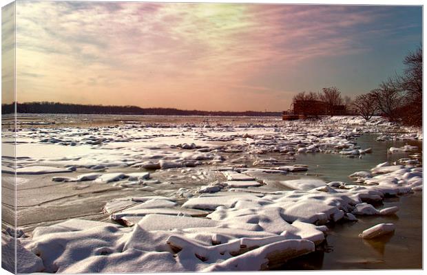  Winter on the Delaware Canvas Print by Tom and Dawn Gari
