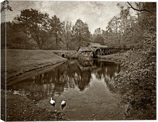  Mabry Mill in Black and White Canvas Print by Tom and Dawn Gari