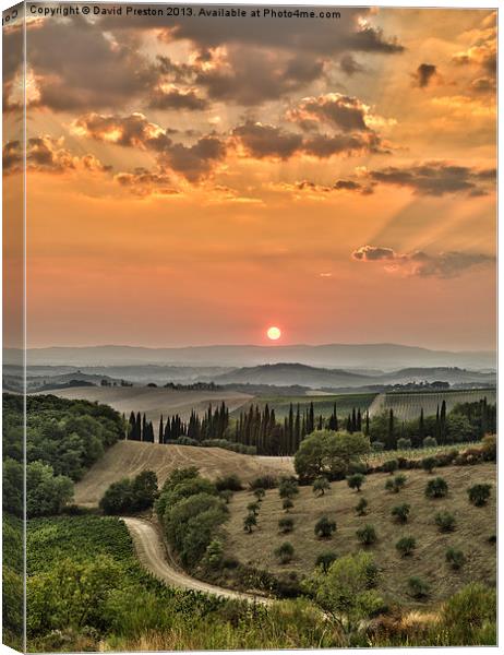 Tuscan Sunset Canvas Print by David Preston