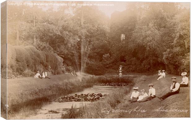 Ayscoughfee Hall Gardens ; a Vintage Postcard Canvas Print by Elizabeth Debenham
