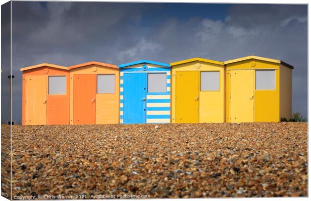 colourful beach huts Seaford East Sussex England Canvas Print by Chris Warren