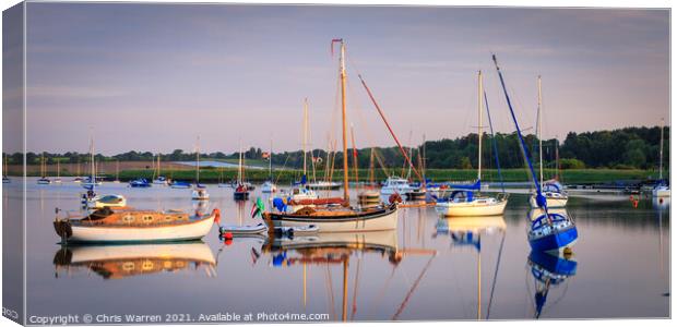 Reflection of boats Woodbridge Suffolk England  Canvas Print by Chris Warren