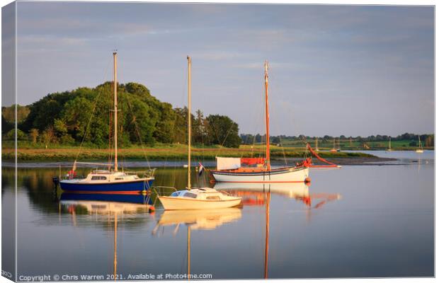 Reflection of boats Woodbridge Suffolk England Canvas Print by Chris Warren