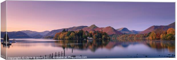 Dawn light across Derwent Water Lake District Canvas Print by Chris Warren