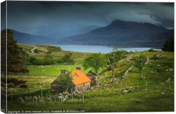 Remote cottage Upper Loch Torridon Scotland Canvas Print by Chris Warren