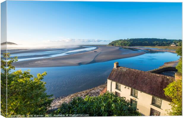 Dylan Thomas Boathouse over looking Laugharne Canvas Print by Chris Warren