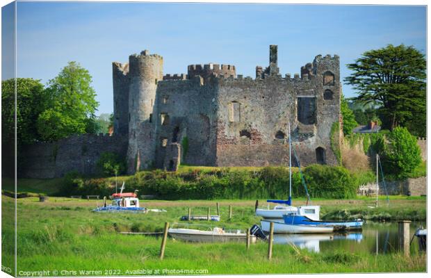 Laugharne Castle Carmarthenshire  Wales Canvas Print by Chris Warren