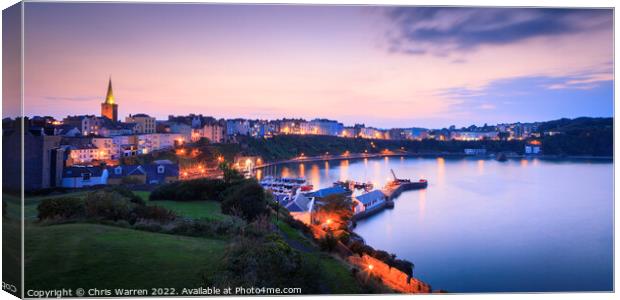 Tenby Harbour & North beach  Canvas Print by Chris Warren