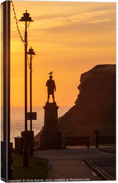 Captain Cook memorial Statue Whitby Yorkshire  Canvas Print by Chris Warren