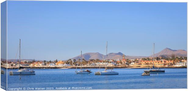 View across the bay Corralejo Fuerteventura  Canvas Print by Chris Warren