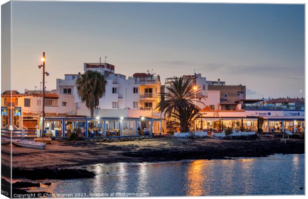 Old Town beach Corralejo Fuerteventura at twilight Canvas Print by Chris Warren
