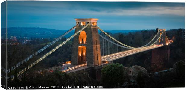 Clifton Suspension Bridge Bristol twilight Canvas Print by Chris Warren