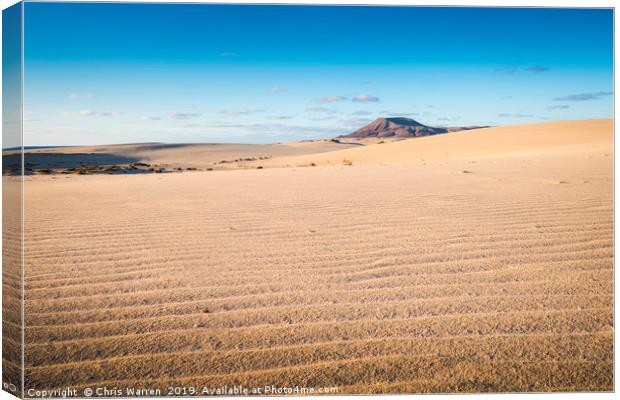 Sand Dunes Corralejo Fuerteventura Canvas Print by Chris Warren