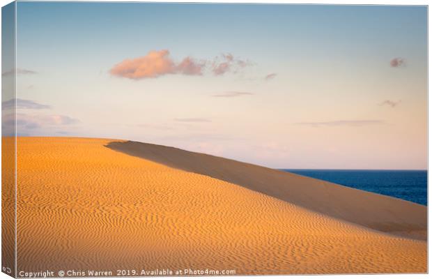 Sand dune in the evening light Corralejo  Canvas Print by Chris Warren