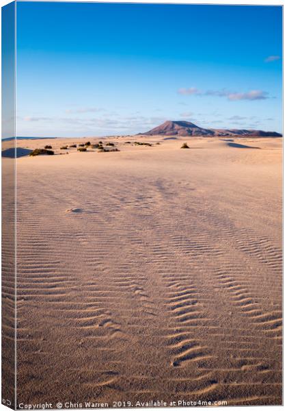 Sand Dunes Corralejo Fuerteventura Canvas Print by Chris Warren