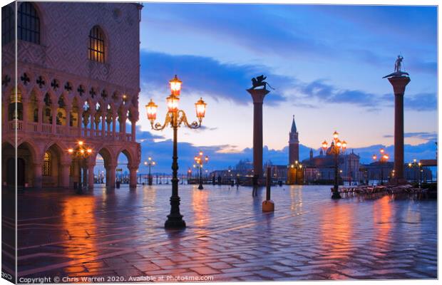 St Marks Square Venice Italy at twilight Canvas Print by Chris Warren