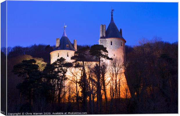 Castle Coch Cardiff Wales at twilight Canvas Print by Chris Warren