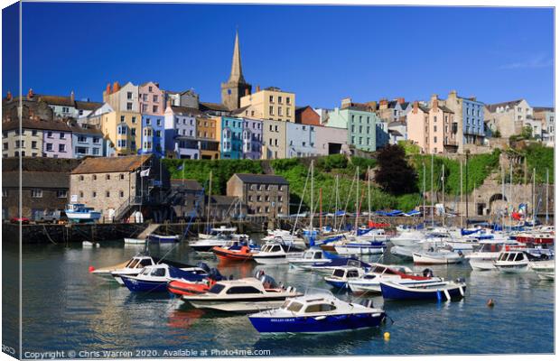 Boats in Tenby Harbour Pembrokeshire Canvas Print by Chris Warren