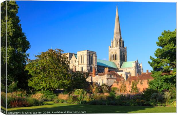 Bishops Palace Gardens and Chichester Cathedral Canvas Print by Chris Warren
