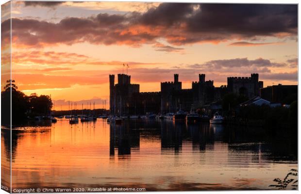 Caernarfon Castle at Sunset Canvas Print by Chris Warren