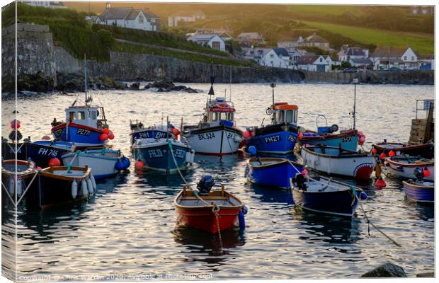 Boats in Coverack Harbour St Keverne Cornwall Canvas Print by Chris Warren