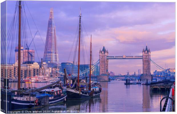 Tower Bridge and The Shard River Thames London  Canvas Print by Chris Warren