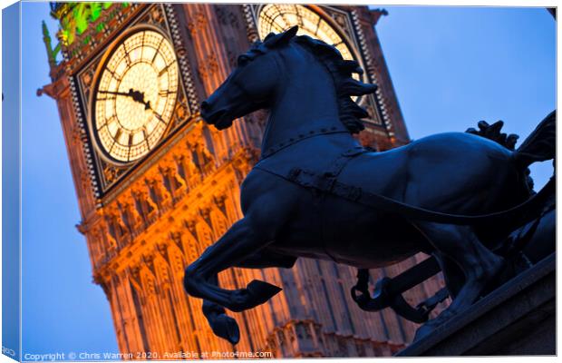 Big Ben and Boadicea's Horse Westminster London  Canvas Print by Chris Warren