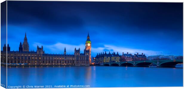 Houses of Parliament River Thames London at dusk Canvas Print by Chris Warren
