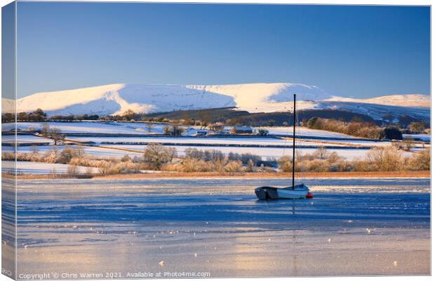 A frozen Llangorse Lake Brecon Wales Canvas Print by Chris Warren