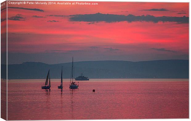Sailing into the Sunset Canvas Print by Peter Mclardy