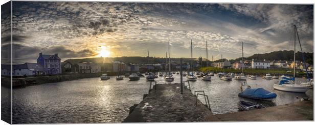 Sun rise over Aberaeron harbour Canvas Print by Andrew chittock