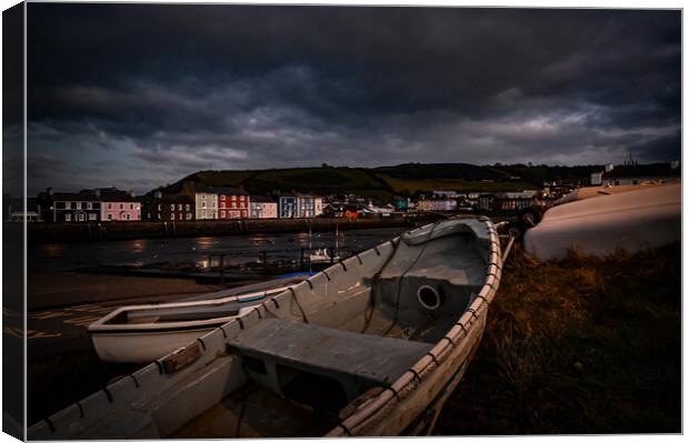 Aberaeron harbour blue hour Canvas Print by Andrew chittock