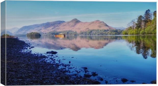 Derwentwater Launch Canvas Print by Victor Burnside