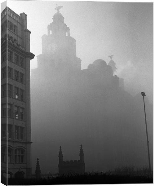 Liverpool Fog Canvas Print by Victor Burnside