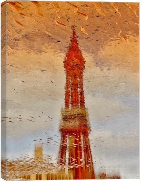 Blackpool Tower Reflection  Canvas Print by Victor Burnside