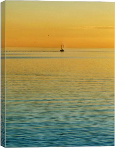Calm Sea And Yacht     Canvas Print by Victor Burnside